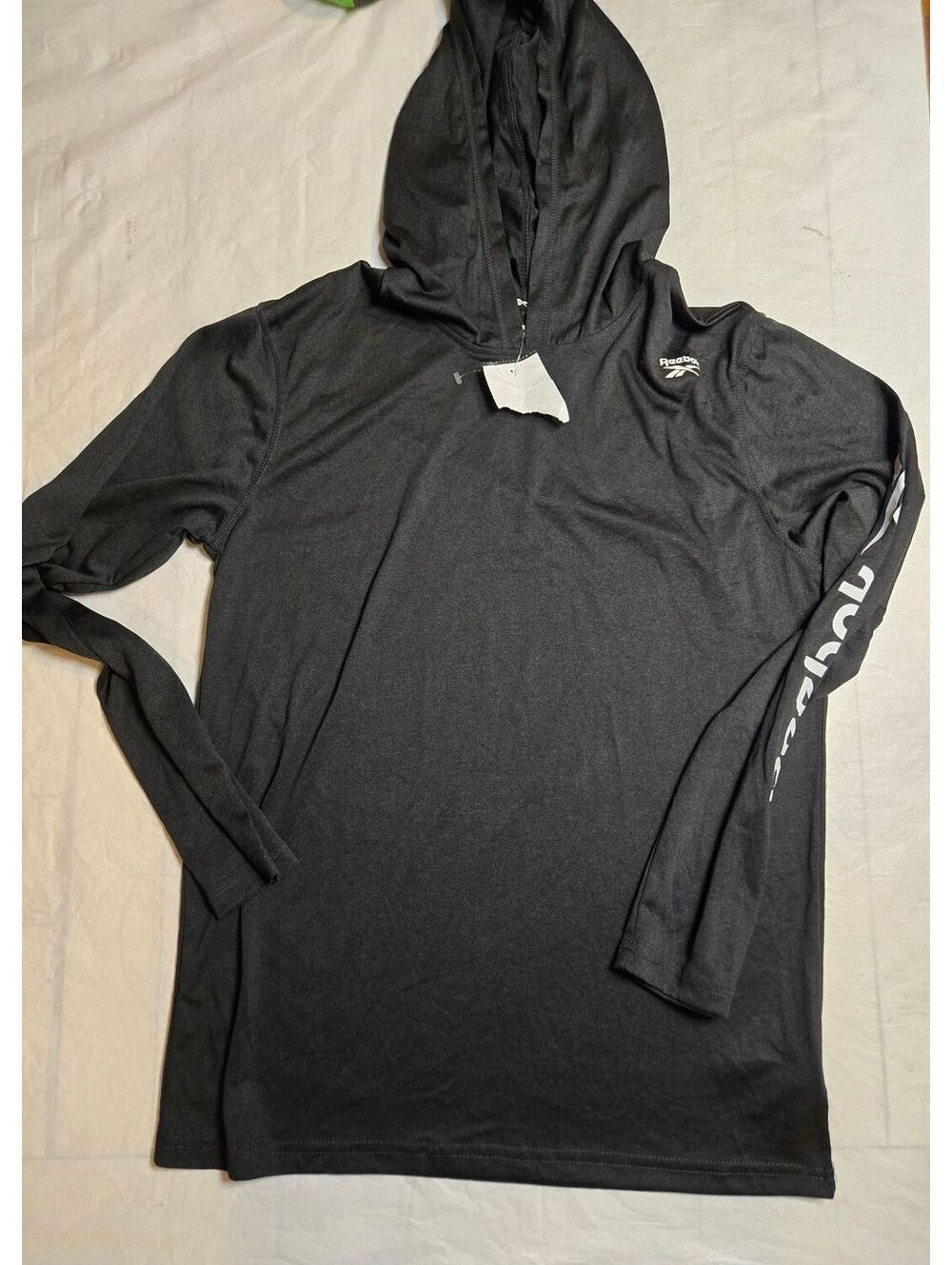 Reebok Women's Small S Black Hooded Pullover Athletic Top Long Sleeve 2021